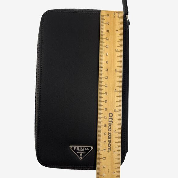 Prada Black Tessuto Nylon Leather Zip Around Travel Wallet Organizer Italy - Picture 14 of 14